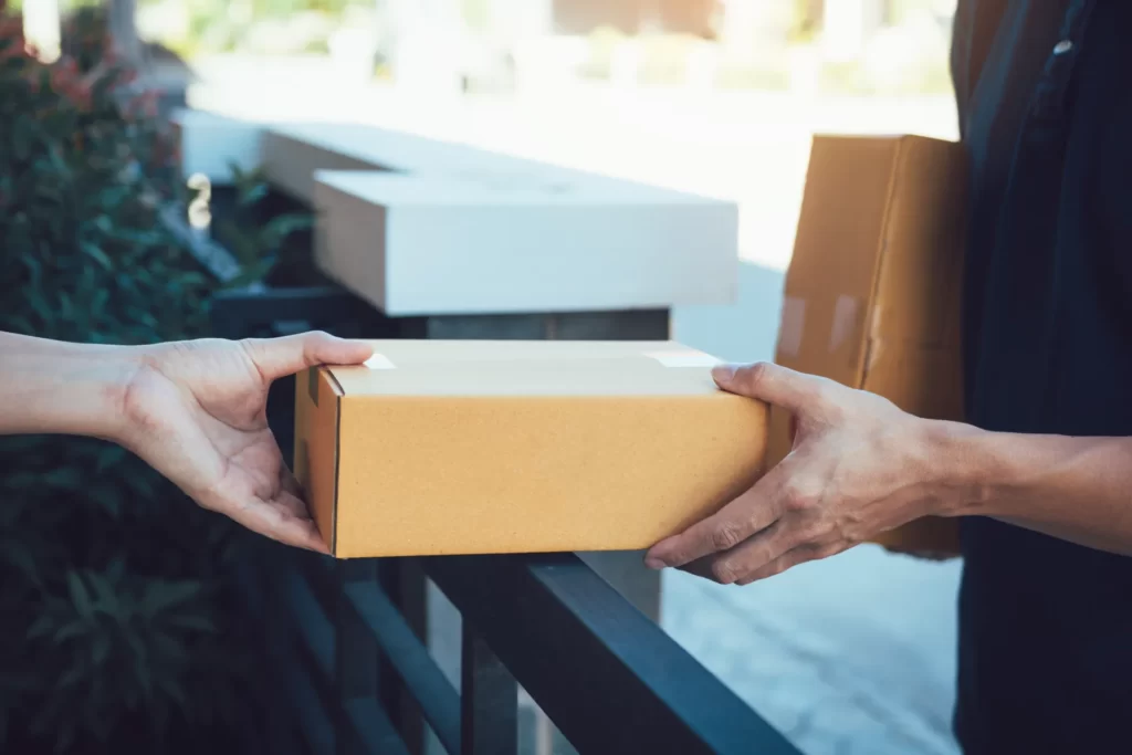 Patient receiving a discreet delivery at home